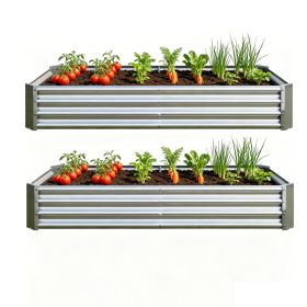 2PCS Silver 6×3×1ft Metal Raised Rectangle Garden Planter Beds (Option: Silver)